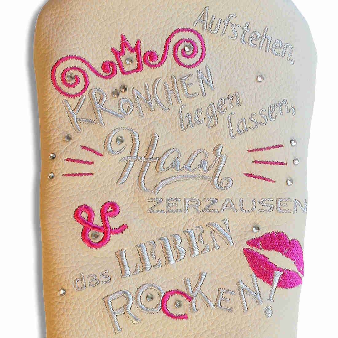 headcover_driver_leben_rocken_weiss_face Headcover Driver Leben rocken weiss Motiv